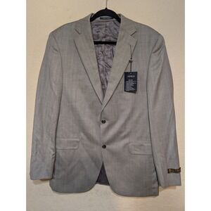 Cremieux Blazer Herringbone Sport Coat Loro Piana 100% Wool Gray Men Size‎ 41L